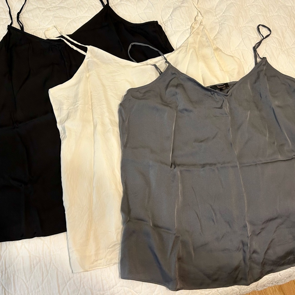 Quince Black and Cream Fitted Camisoles